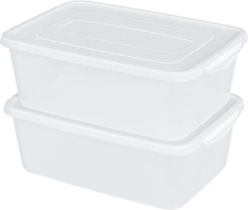 Vista 8 de Caja transparente de 6.5 cuartos de galón, contenedores de almacenamiento de plástico con tapas, juego de 4