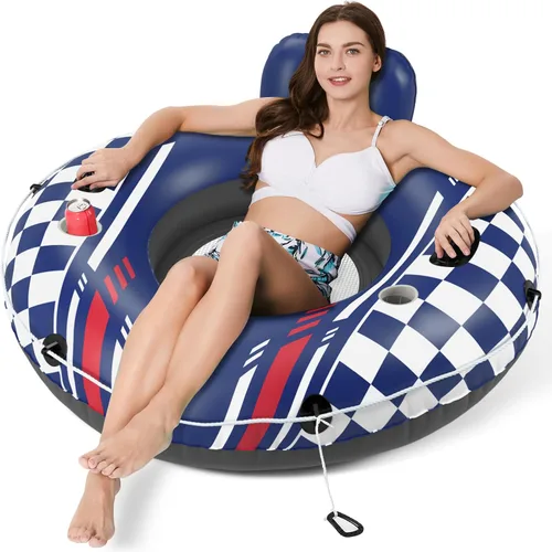 Vista 11 de Jasonwell Flotador inflable de tubo de río, flotador de río resistente, flotadores de piscina para lago, tubos de agua de primera calidad