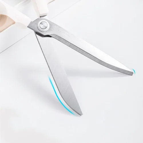 Vista 5 de Tijeras multiusos de oficina para manualidades y manualidades, asas de agarre cómodo, tijeras afiladas resistentes (blanco)