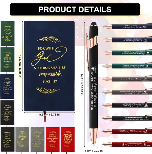 Vista 2 de Crtiin 20 cuadernos de notas religiosos a granel con bolígrafo motivacional, versículo bíblico inspirador, diario de oración de cuero, regalos
