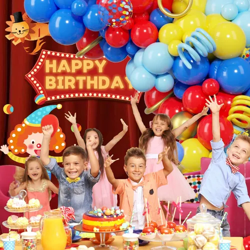 Vista 8 de PERPAOL 150 guirnaldas de globos rojos, amarillos y azules, globos de látex metálicos mixtos de confeti para cumpleaños, ducha, carnaval, circo
