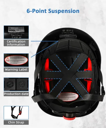 Vista 2 de UM ULTRAMAXX Safety Helmet Hard Hat, ANSI Z89.1 Approved Lightweight Vented Work Helmet, 6-Point Adjustable Ratchet Suspension Hardhat Ideal for
