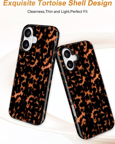 Vista 338 de Jusy Funda compatible con MagSafe con estampado de caparazón de tortuga marrón para iPhone 7/8/SE, cubierta protectora de TPU suave magnética