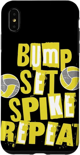 Vista 8 de iPhone XR Parents Girls Volleyball Bump Set Spike Repeat Yellow & Gray Case
