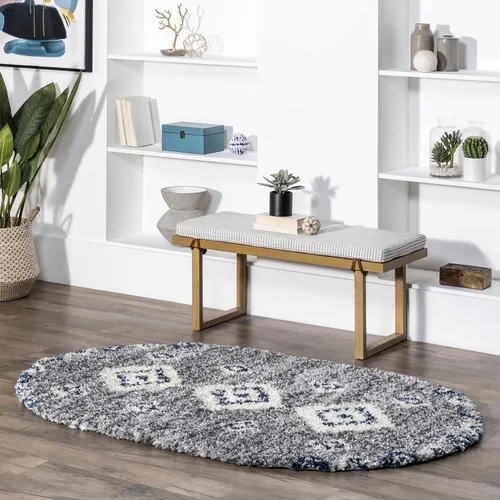 Vista 12 de nuLOOM Transitional Regina Shag - Alfombra decorativa, 3 x 5, color azul