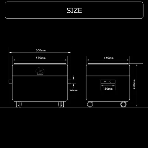 Vista 2 de Bauhutte BOT-410-GY Storage Ottoman with Storage for Sofas, Movable, Wheels, Gray, Gaming Under Desk