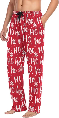 Vista 4 de Ollabaky Pantalones de pijama para hombre, pantalones de pijama con bolsillos, pantalones de pijama para hombre