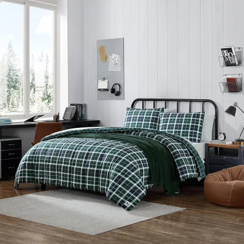 Vista 6 de Nautica - Juego de funda de edredón tamaño Queen, ropa de cama de microfibra suave reversible con fundas a juego, decoración del hogar a cuadros
