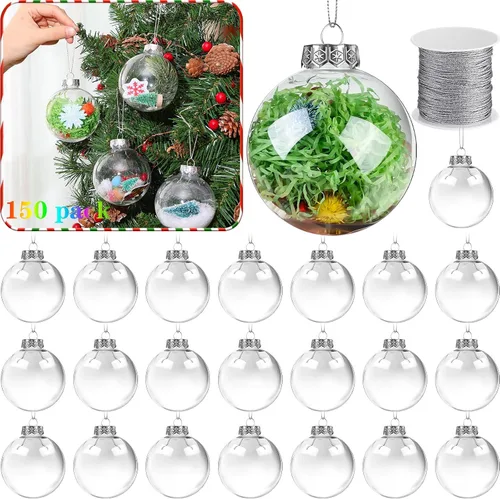Vista 17 de Wettarn 12 bolas de adornos de Navidad transparentes de 4 pulgadas