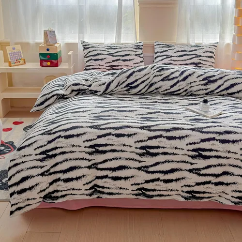 Vista 10 de LIWHENHAO Juego de funda de edredón a rayas arcoíris tamaño individual 100% algodón ropa de cama colorida azul rojo negro rayas de grafiti sobre