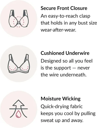 Vista 8 de Glamorise - Brasier con aros y cierre frontal para mujer, tecnología Wonderwire, talla extragrande, n. 1245