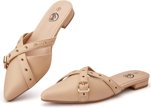 Vista 7 de Trary - Sandalias con lazo y puntera puntiaguda para mujer, modernas, talla 5 B- marrón