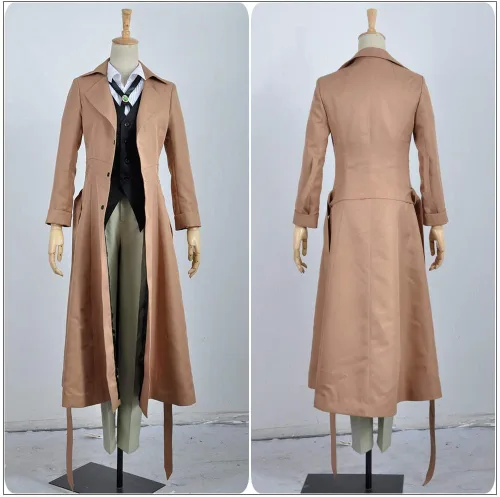 Vista 3 de Cos-Animefly Anime Bungo Stray Dogs Osamu Dazai Cosplay traje largo gabardina Halloween fiesta traje para hombres mujeres