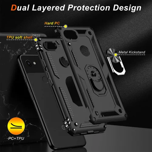 Vista 7 de LUMARKE para Google Pixel 3A XL - Funda con protector de pantalla, funda protectora grado militar probada contra caídas de 16 pies con soporte
