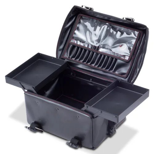 Vista 2 de Maquillador profesional 2 en 1 Rolling Maquillaje Tren Estuche Organizador Cosmético Carro Suave con Cajones de Almacenamiento y Hebillas de Metal