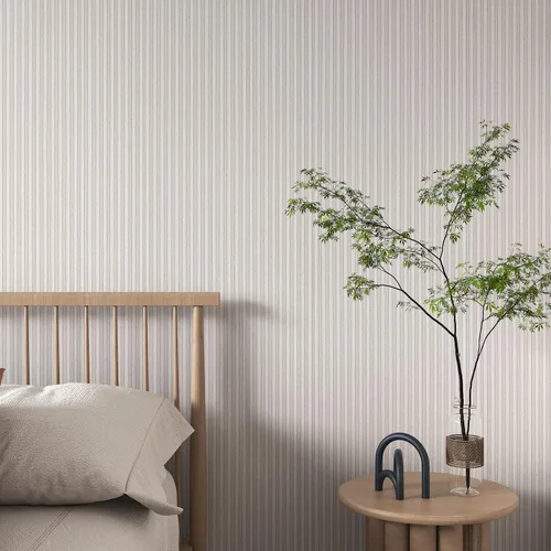 Vista 4 de Papel tapiz de rayas de madera rústica, papel de contacto de madera gris claro para paredes de gabinetes, extraíble, autoadhesivo, impermeable