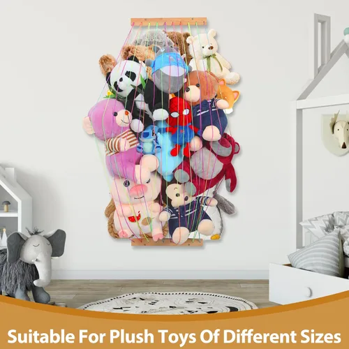 Vista 2 de Organizadores de almacenamiento de animales de peluche, soporte de juguetes de peluche, red colgante de hamaca de zoológico para habitación