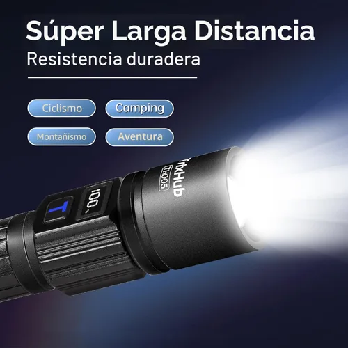 Vista 5 de TrixHub Linternas recargables de alto lúmenes, luz de flash de 5 modos con pantalla digital LCD, linterna táctica ajustable, linterna táctica