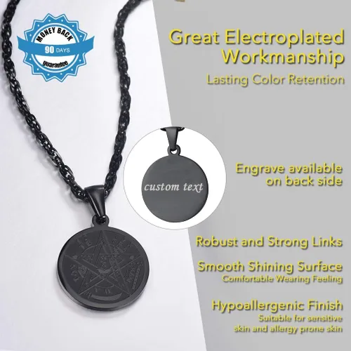 Vista 2 de PROSTEEL Collar de pentáculo de tetragrammaton, personalizable disponible, protección del pentagrama Eliphas Levi's, amuleto Wiccan, mágico