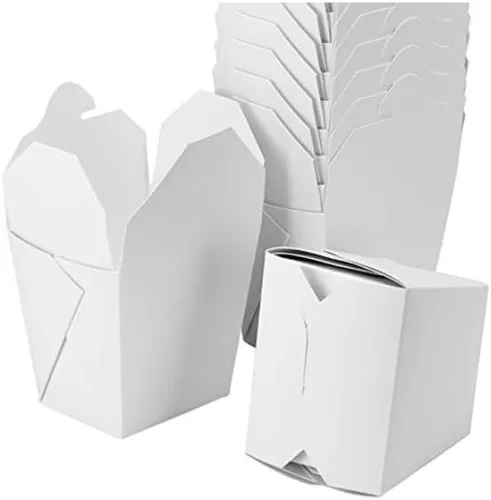 Vista 8 de Cajas de comida chinas blancas reciclables de 8oz 16oz 100pk. 50 unidades cada 16 y 8 onzas a prueba de fugas, a prueba de grasa para restaurantes