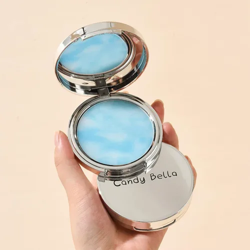 Vista 7 de Polvo prensado facial con control de aceite, polvo prensado de gelatina para maquillaje facial, sin polvo, delicado y agradable al tacto, acabado