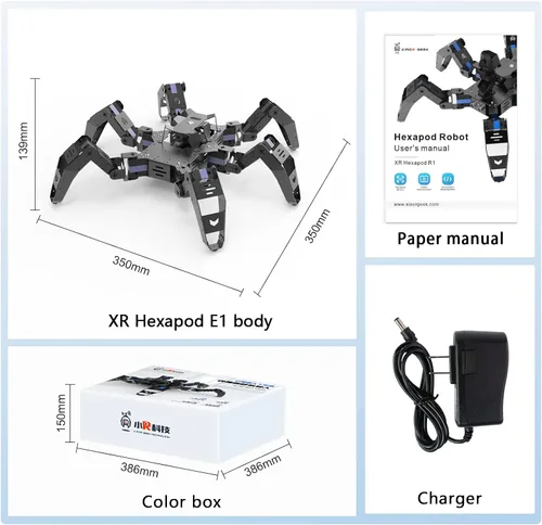 Vista 13 de Kit de robot Hexapod para ESP32, robot araña STEM para caminar, soporta programación Arduino C, App RC, transmisión de video, kit de marco