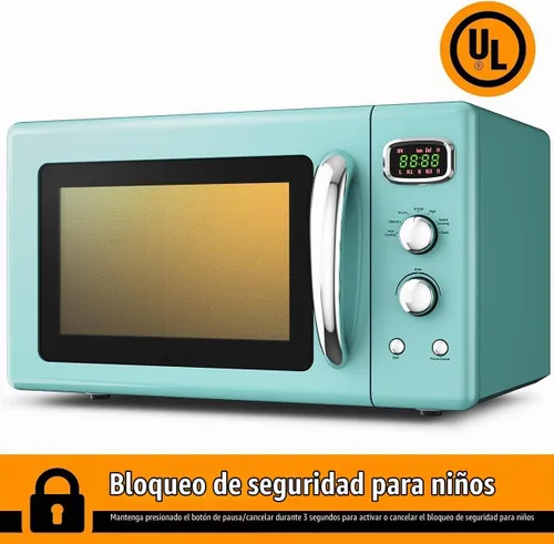 Vista 8 de MAT EXPERT - Encimera de microondas de 0.9 pies cúbicos, temporizador digital y 5 micro potencia, microondas pequeño de 25 litros con plato Verde
