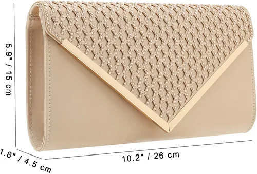 Vista 7 de Charming Tailor Elegante satén embrague brillante diamantes de imitación corte láser solapa cartera de baile