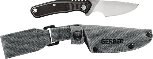 Vista 2 de Gerber Gear Downwind Caper - Cuchillo de hoja fija con funda para equipo de caza, color negro