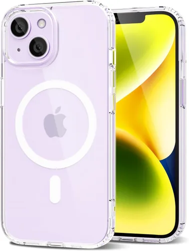 Vista 215 de oakxco Funda magnética transparente compatible con Magsafe, bonita funda delgada y transparente de poliuretano termoplástico no amarillenta, carcasa