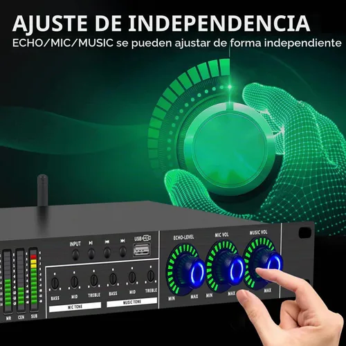 Vista 7 de LX9 Profesional KTV Efector de pre-etapa digital anti-retroalimentación Procesador de audio Echo USB MP3 Bluetooth óptico, 5 entradas de micrófono