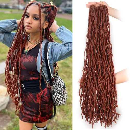 Vista 24 de Leeven Nuevas Trenzas de Ganchillo de Cabello con Locs Falsos Suaves de 24 Pulgadas de Largo Locs de Diosa Desgastados 6 Paquetes Negro Natural