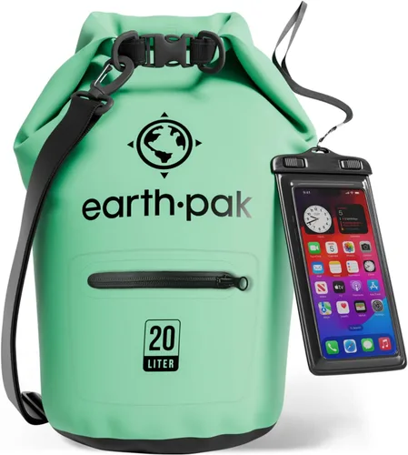 Vista 42 de Earth Pak Bolsa seca impermeable con bolsillo con cremallera, mochila impermeable para mantener el equipo seco