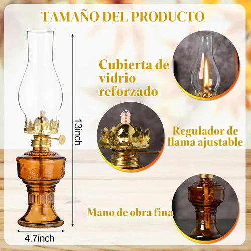 Vista 2 de 2 lámparas de aceite de cámara para uso en interiores, lámpara vintage de queroseno, linterna rústica de queroseno para huracán con mecha de fuego