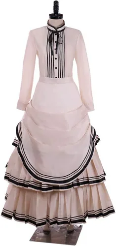 Vista 5 de Disfraz gótico victoriano vintage para cosplay, guerra civil, vestido de baile Southern Belle, vestido eduardiano de teatro de Halloween