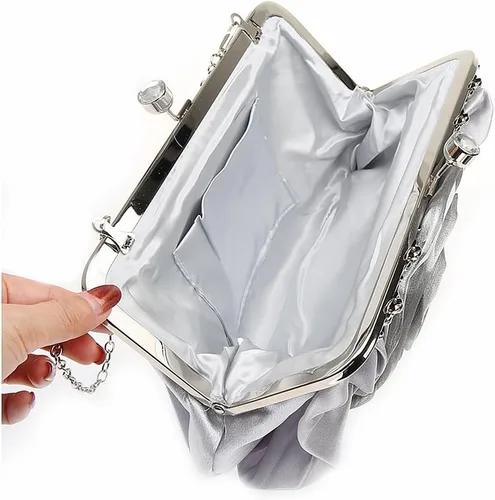 Vista 4 de Bolsos de mano florales para mujer, bolso de mano de satén para noche, fiesta, graduación, bolsos de novia