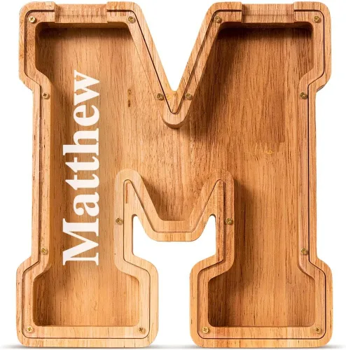 Vista 61 de SummiDate Alcancía de madera de letra para niños y niñas, Alfabeto, personalizada, regalo de cumpleaños y pascua para niños (A)