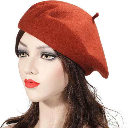 Vista 132 de ZLYC - Boina francesa de lana unicolor para mujeres y niñas