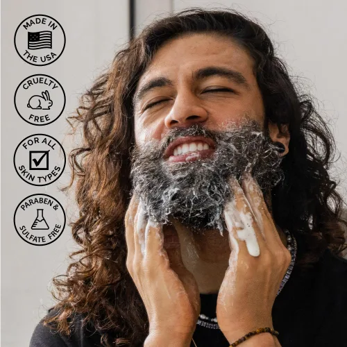 Vista 4 de ZEUS Set de lavado de barba para hombres, champú y acondicionador con té verde, manzanilla y aceites esenciales para hidratar, suavizar y fortalecer