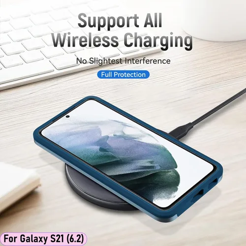 Vista 6 de Funda híbrida de doble capa para Galaxy S21 de 6.2 pulgadas, resistente a los golpes, resistente a los golpes, con 1 soporte magnético
