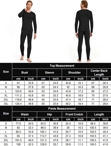 Vista 6 de Ekouaer Conjunto de ropa interior térmica para hombre, elástico, largo, de microforro polar, capa base cálida, 2 piezas, traje básico superior e