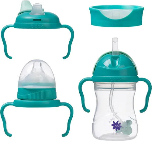 Vista 10 de b.box + Lansinoh Time to Sip - Juego de tazas de inicio (3 meses + hasta niño), 1 taza con 4 tapas, pezón, boquilla, popote con peso, entrenamiento