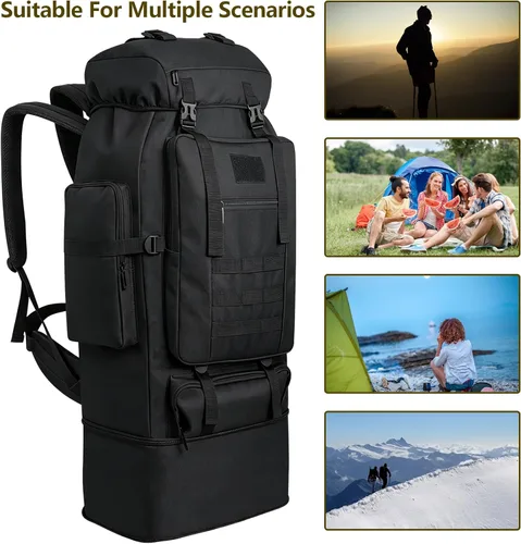 Vista 8 de 80L/100L senderismo mochila hombres camping mochila grande al aire libre viaje militar táctica Molle Trekking bolsa mujeres