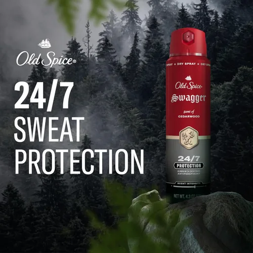 Vista 3 de Desodorante antiperspirante en aerosol seco Old Spice para hombres, 24/7 protección contra el sudor y el olor, 24/7 defensa contra el sudor