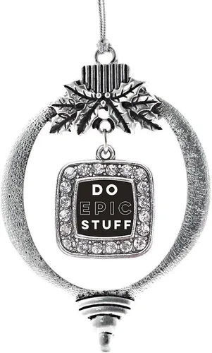 Vista 108 de Inspired Silver - Bon Voyage Cruise Ship Charm Ornamento – Adornos navideños cuadrados de plata con joyas de circonita cúbica