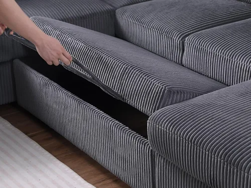 Vista 5 de BEEY Sofá cama modular de 118 pulgadas con cama extraíble, sofá cama convertible en forma de U de 7 plazas de gran tamaño para sala de estar, sofá