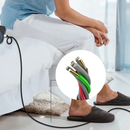 Vista 7 de Cable USB C a USB C【Paquete de 2 de 10 pies】, Cable de carga Usbc a Usbc de 60W/3A Cargador rápido, Adaptador Tipo C a USB para Samsung Galaxy Plata