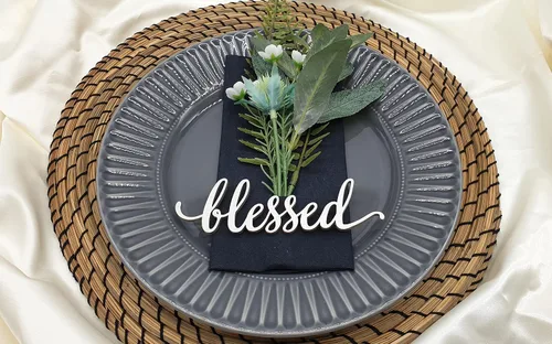 Vista 7 de Tarjetas de lugar bendecido, tarjetas de lugar de Navidad personalizadas, ajuste de lugar de cena personalizado, decoración de mesa de otoño