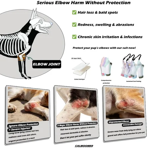 Vista 2 de Protector de codo para perro con seda de hielo transpirable, manga delantera para pierna con correa para el hombro, codo antilamer para higroma