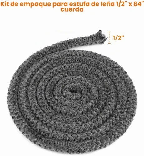 Vista 3 de Stanbroil Junta para estufa de leña, sello de cuerda de fibra de vidrio impregnada de grafito de 1/2" x 84" y kit de junta de cemento de alta
